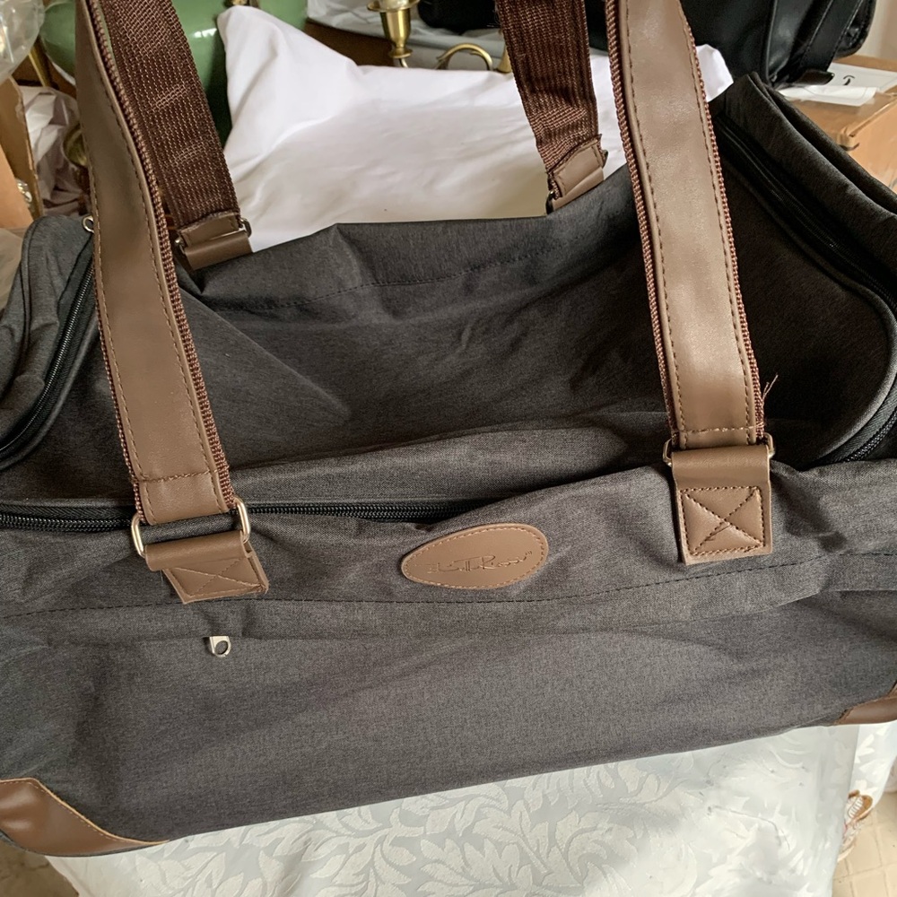 New Gray and Brown Men's rolling duffel Bag